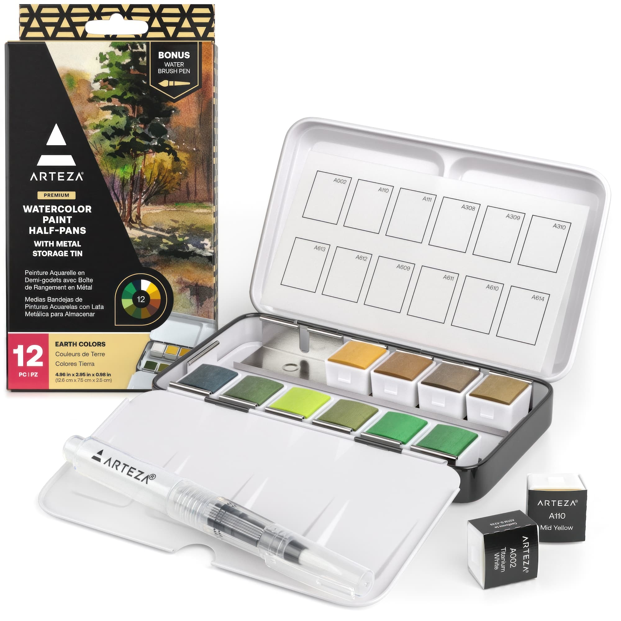 Arteza® Earth Colors Watercolor Half Pan Set
